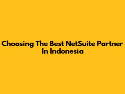 Choosing The Best NetSuite Partner In Indonesia